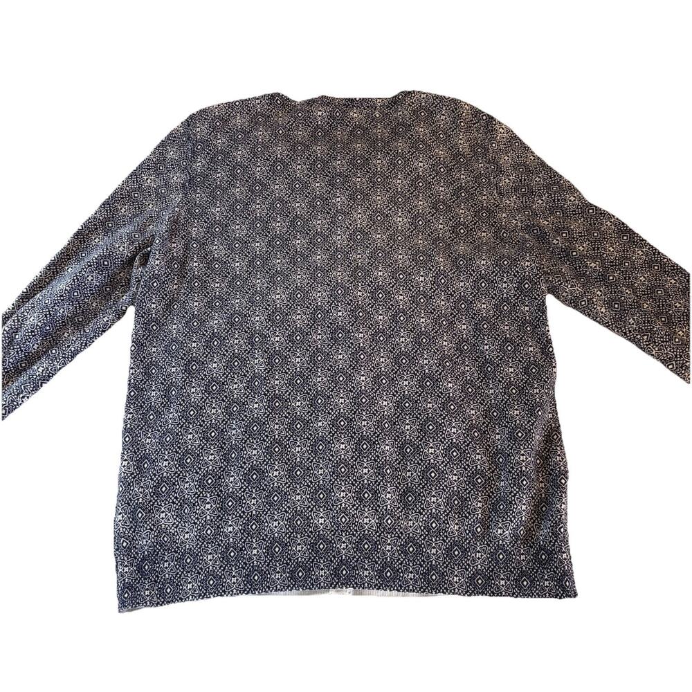 L.L. Bean Women’s Cardigan Sweater Blue & White Button Front Supima Cotton Large - Picture 6 of 10